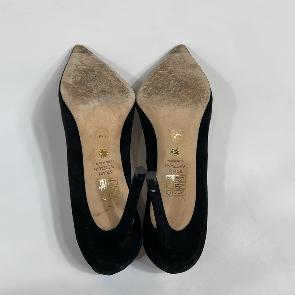 Stuart Weitzman Black Suede Stiletto Pumps Size 8.5 - Picture 11 of 12